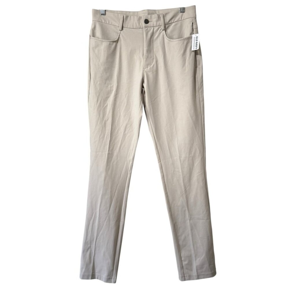 Old NAVY Active Dress Pants 30x32 Cream Tech Hybrid Slim 4 Way Stretch Light NWT
